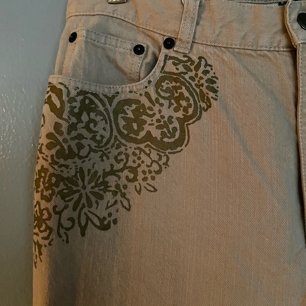 Lauren Jean Co. Jeans Womens Size 8 Khaki High Rise Floral Stenciled Detail - Picture 5 of 14